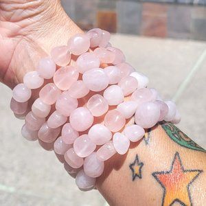 Rose Quartz Gemstone Tumbled Stone Bracelets